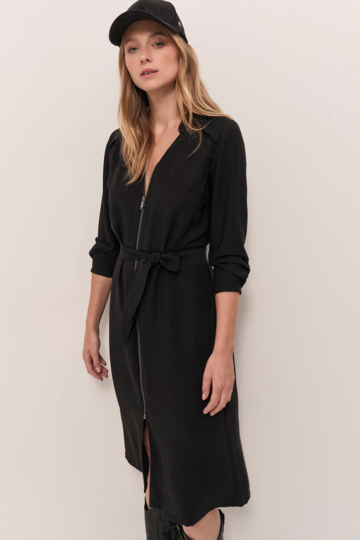 RICHY - Robe midi noire zippée