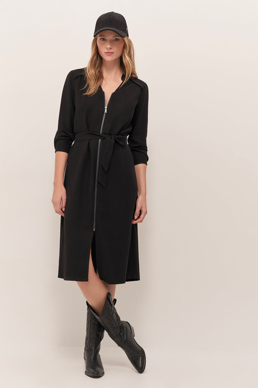 RICHY - Robe midi noire zippée