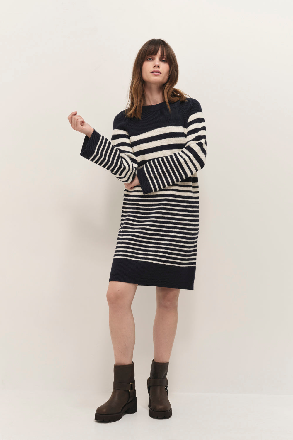 ROZALIA - Robe pull marinière en tricot