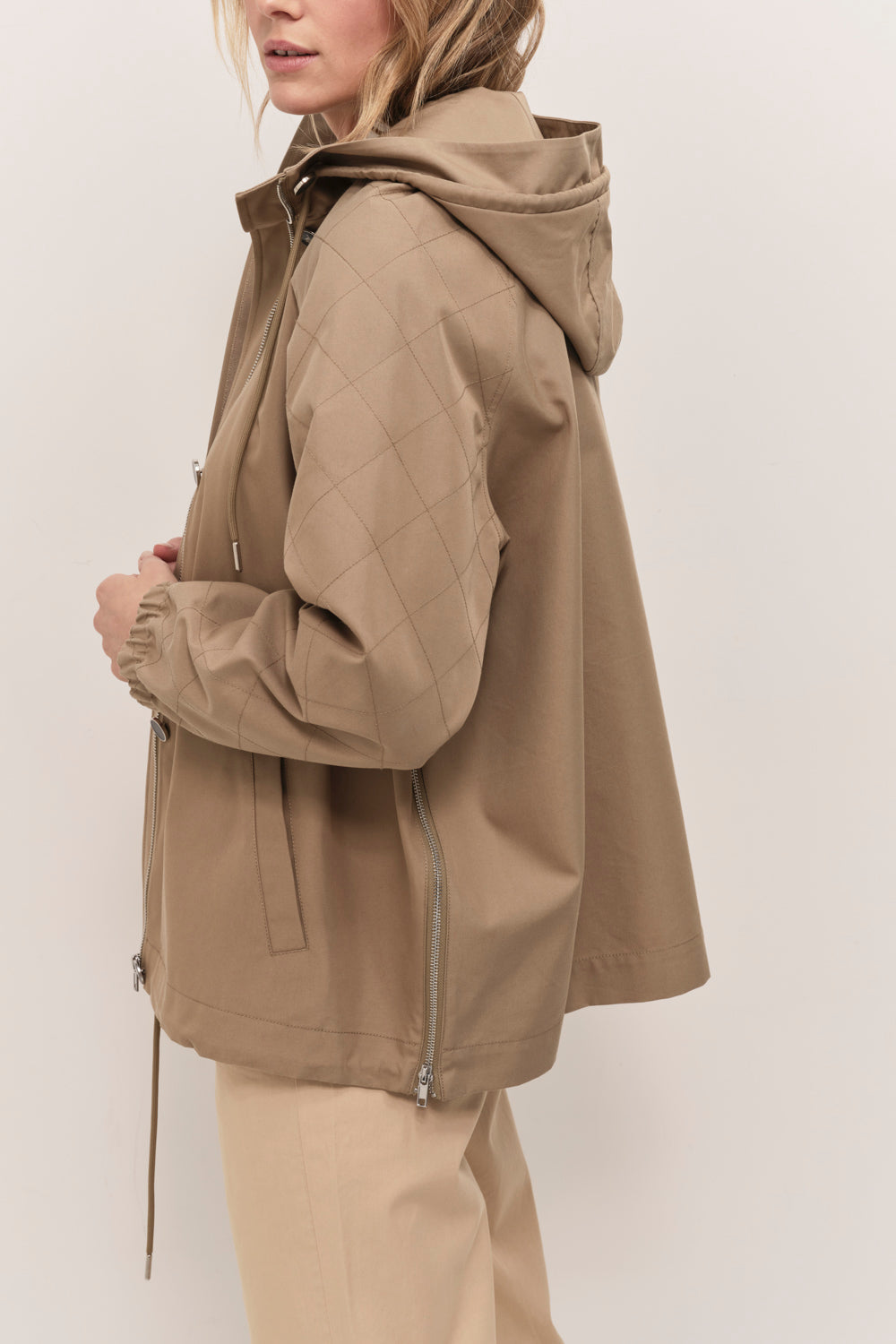 DYMAS - Parka courte almond avec zips côtés