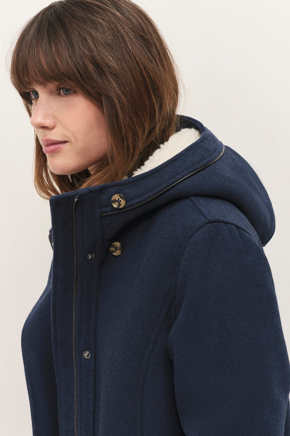 DENVER - Manteau esprit duffle coat marine avec col fourré