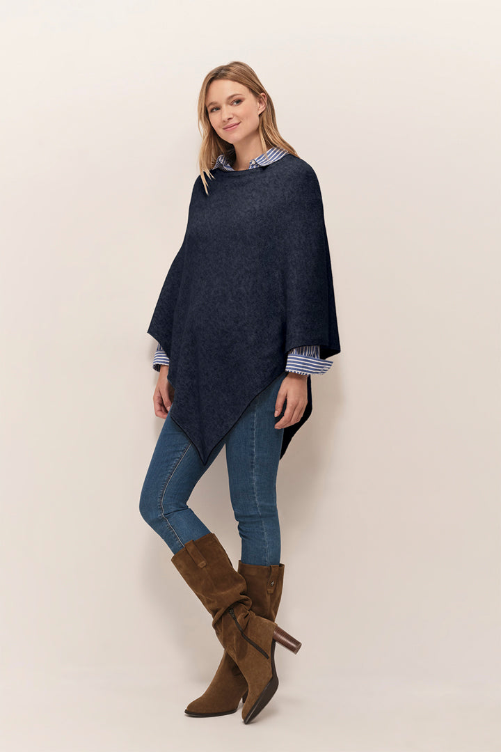 ALAMO - Poncho marine en tricot