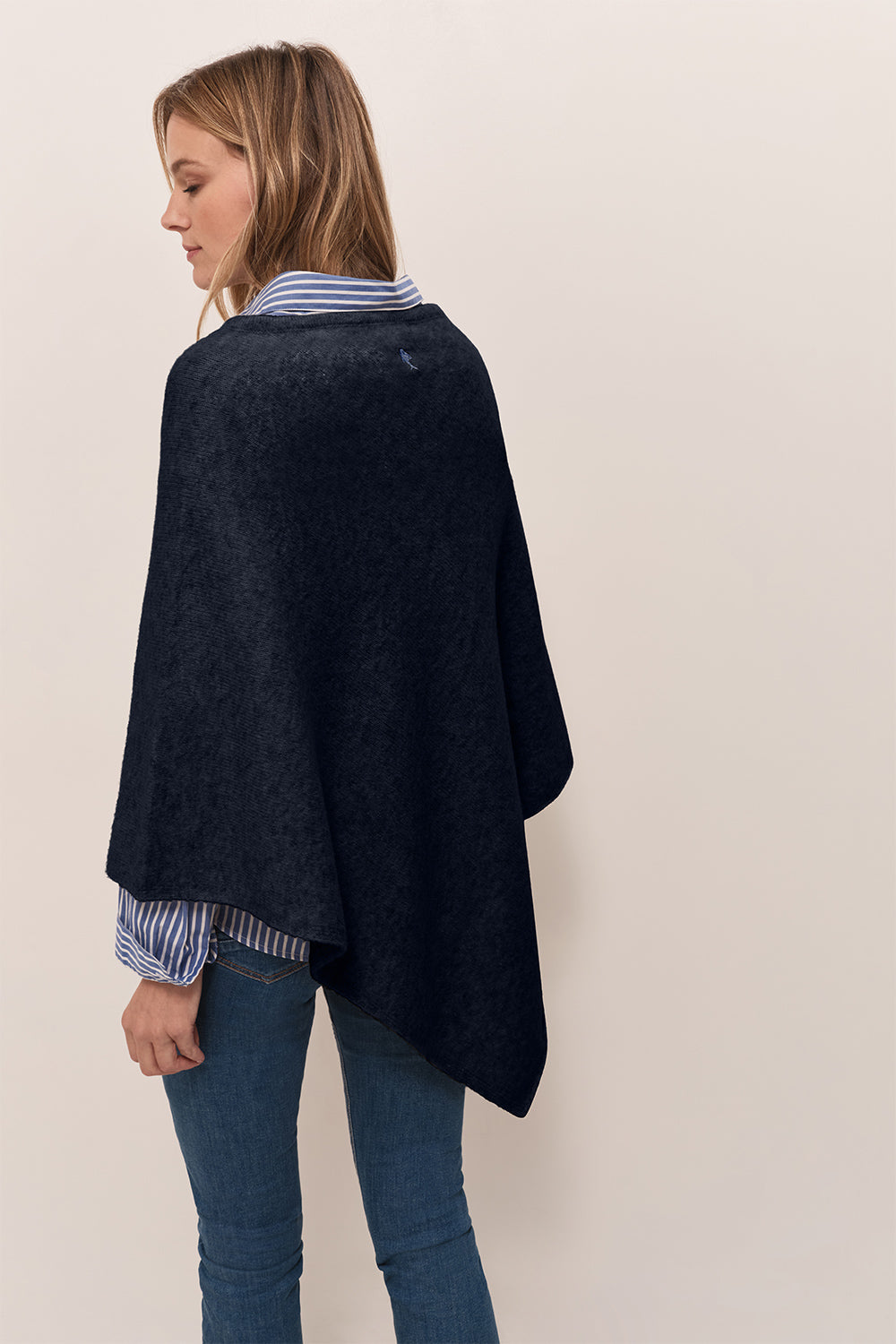 ALAMO - Poncho marine en tricot