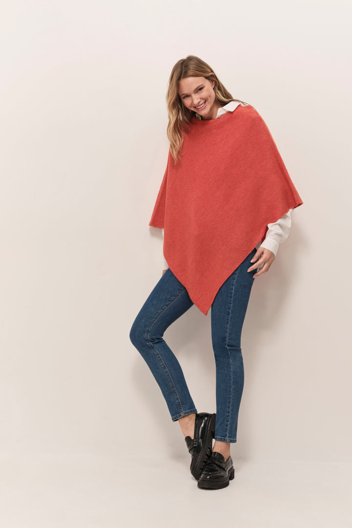 ALAMO - Poncho tangerine en tricot