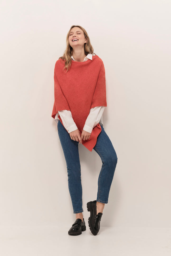 ALAMO - Poncho tangerine en tricot