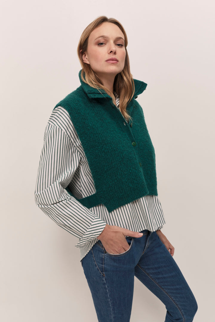 ANGIE  - Col camionneur evergreen tricot