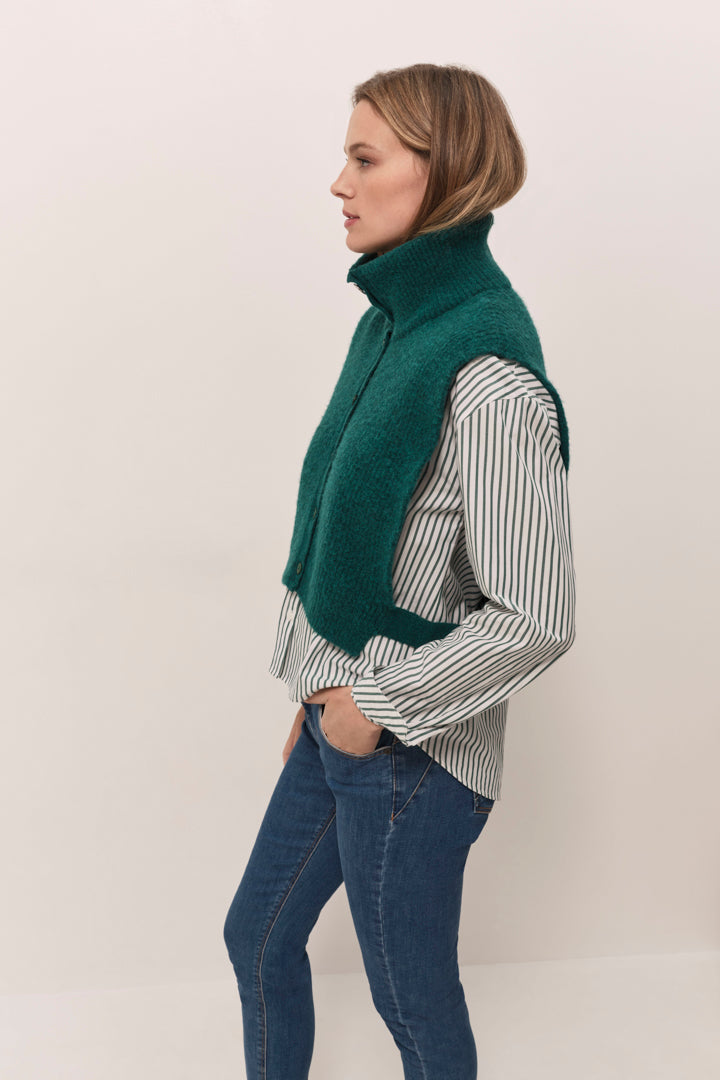 ANGIE  - Col camionneur evergreen tricot