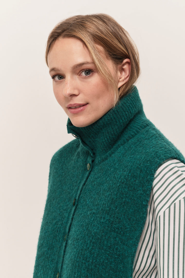 ANGIE  - Col camionneur evergreen tricot