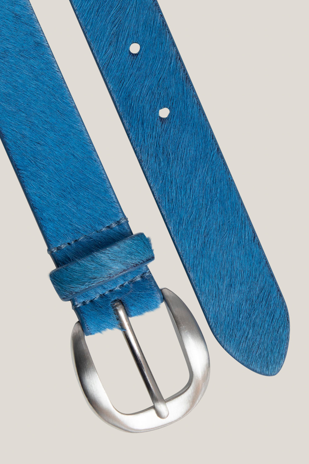 ARTIC - Ceinture saphir bleu en cuir façon poulain