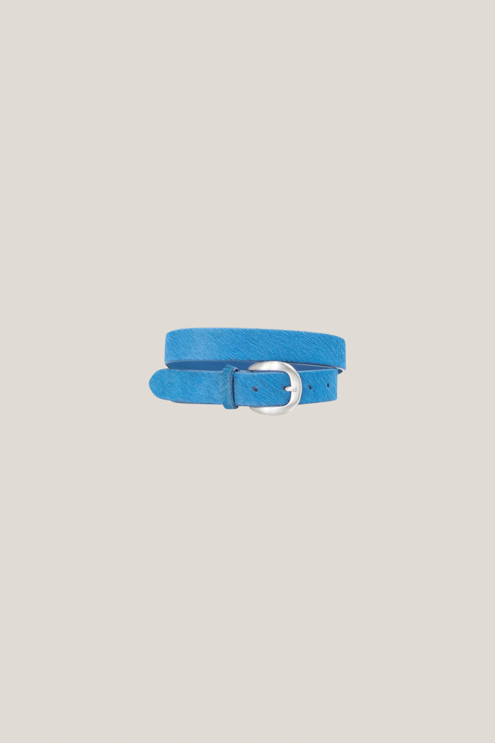 ARTIC - Ceinture saphir bleu en cuir façon poulain