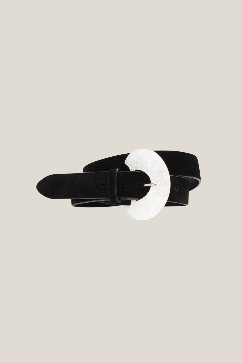 APIS - Ceinture noire en cuir velours