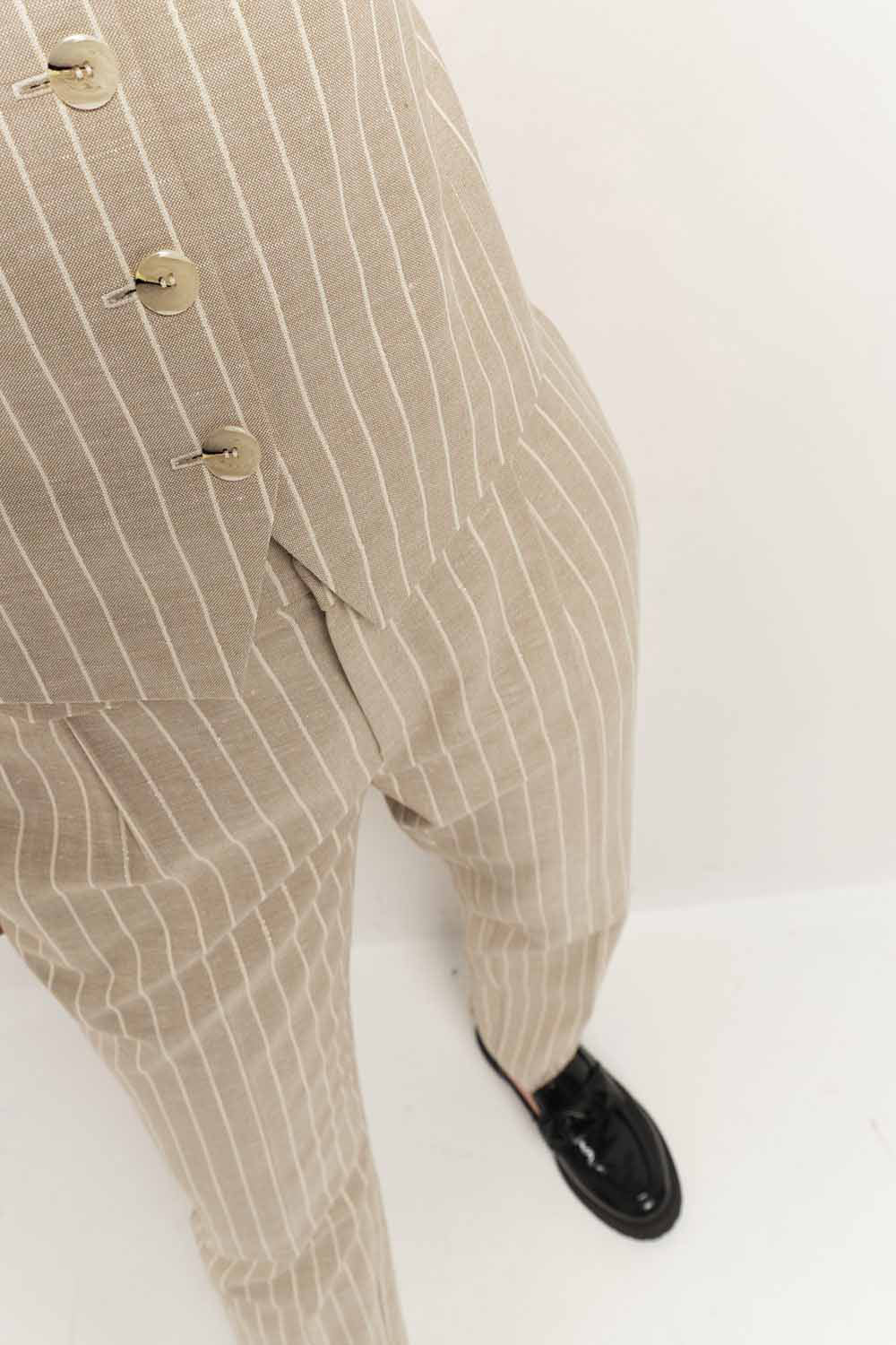 PACHA - Pantalon de costume sand à motif rayures