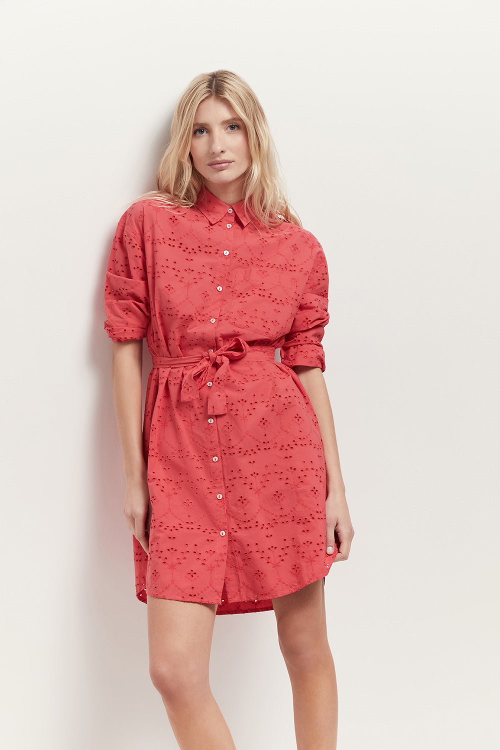 ROMEA - Robe chemise hibiscus en broderie anglaise