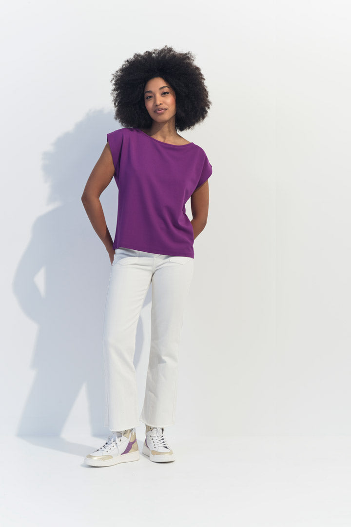 MARIA - T-shirt violet maille