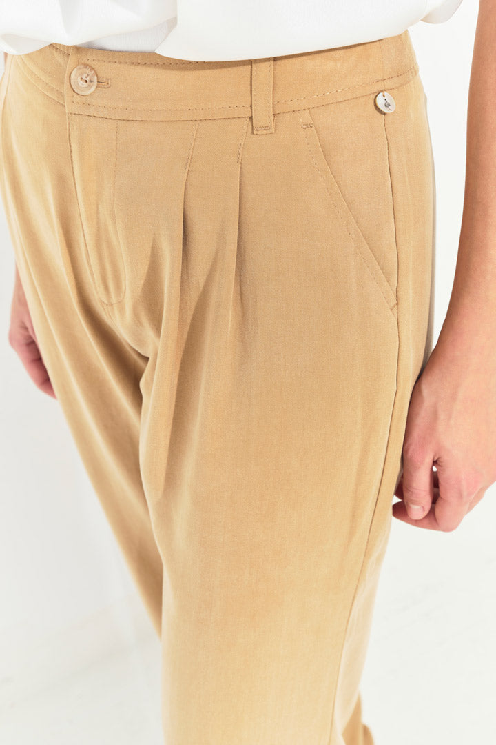 PALMA - Pantalon de costume beige large