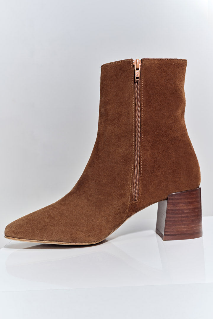 O.HANNA - Boots à talon marron cuir velours