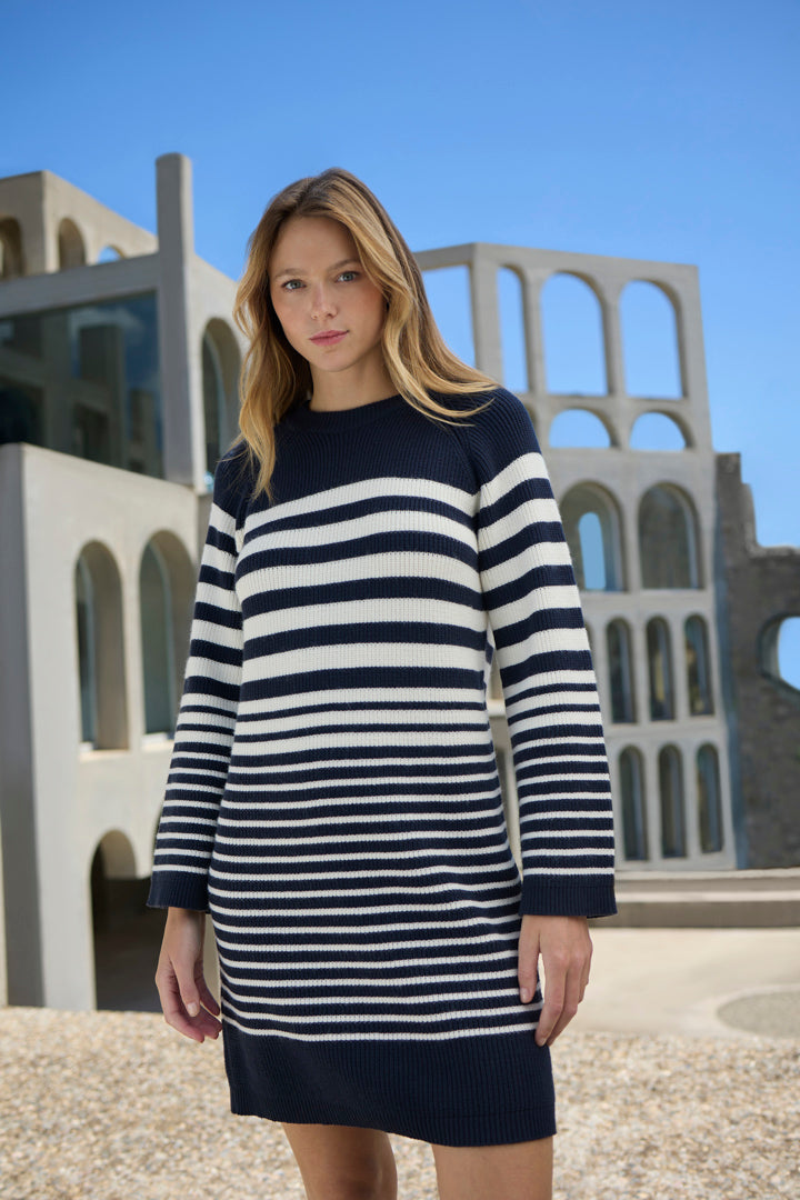 ROZALIA - Robe pull marinière en tricot