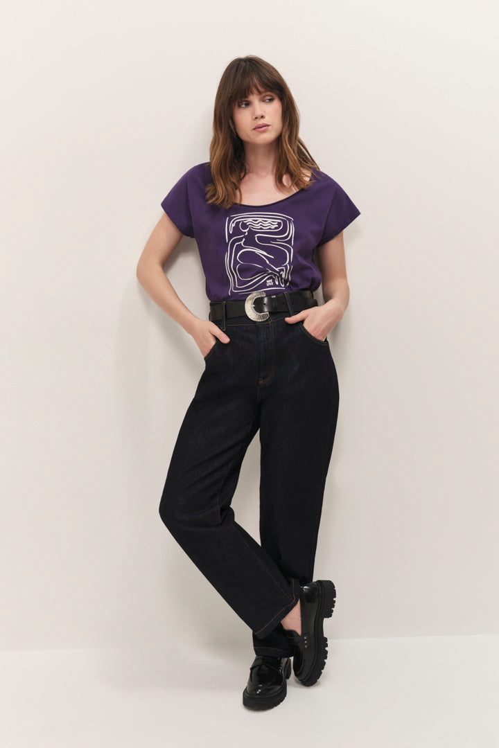 MALIA - T-shirt purple visuel danseuse foil iridescent