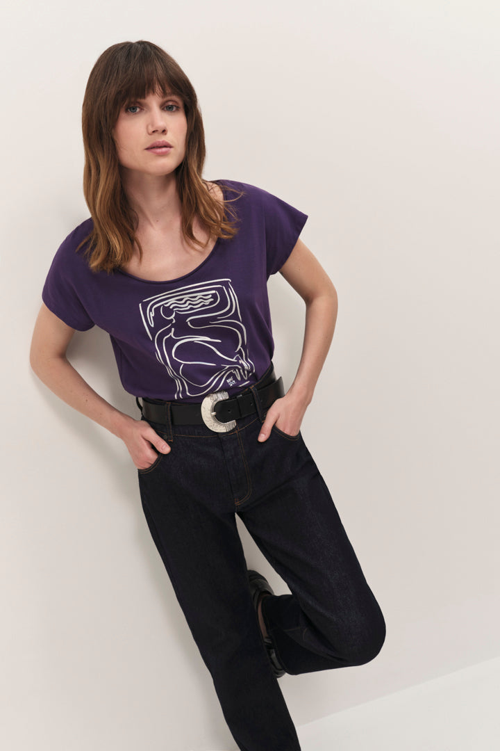 MALIA - T-shirt purple visuel danseuse foil iridescent