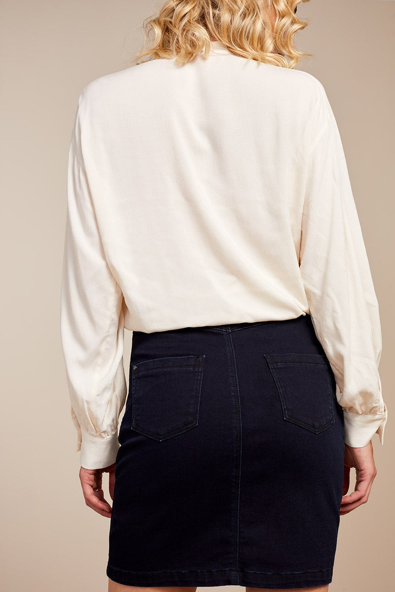 JANISSE - Jupe en jean indigo avec détails bijou