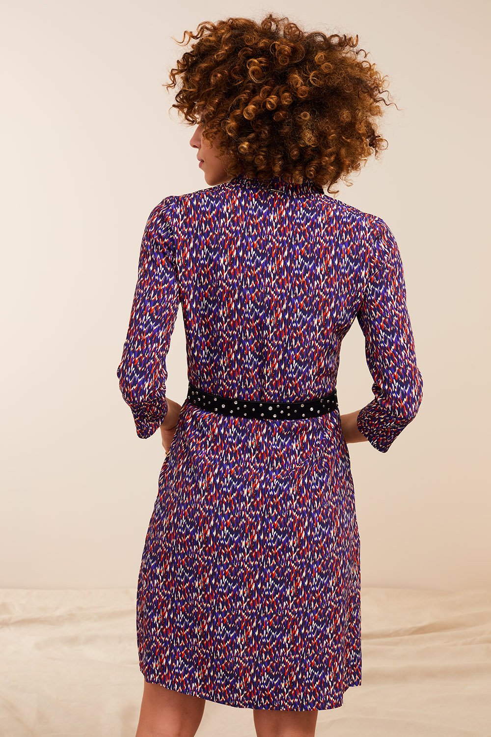 RUSSEL - Robe chemise purple à imprimé minimaliste tachiste