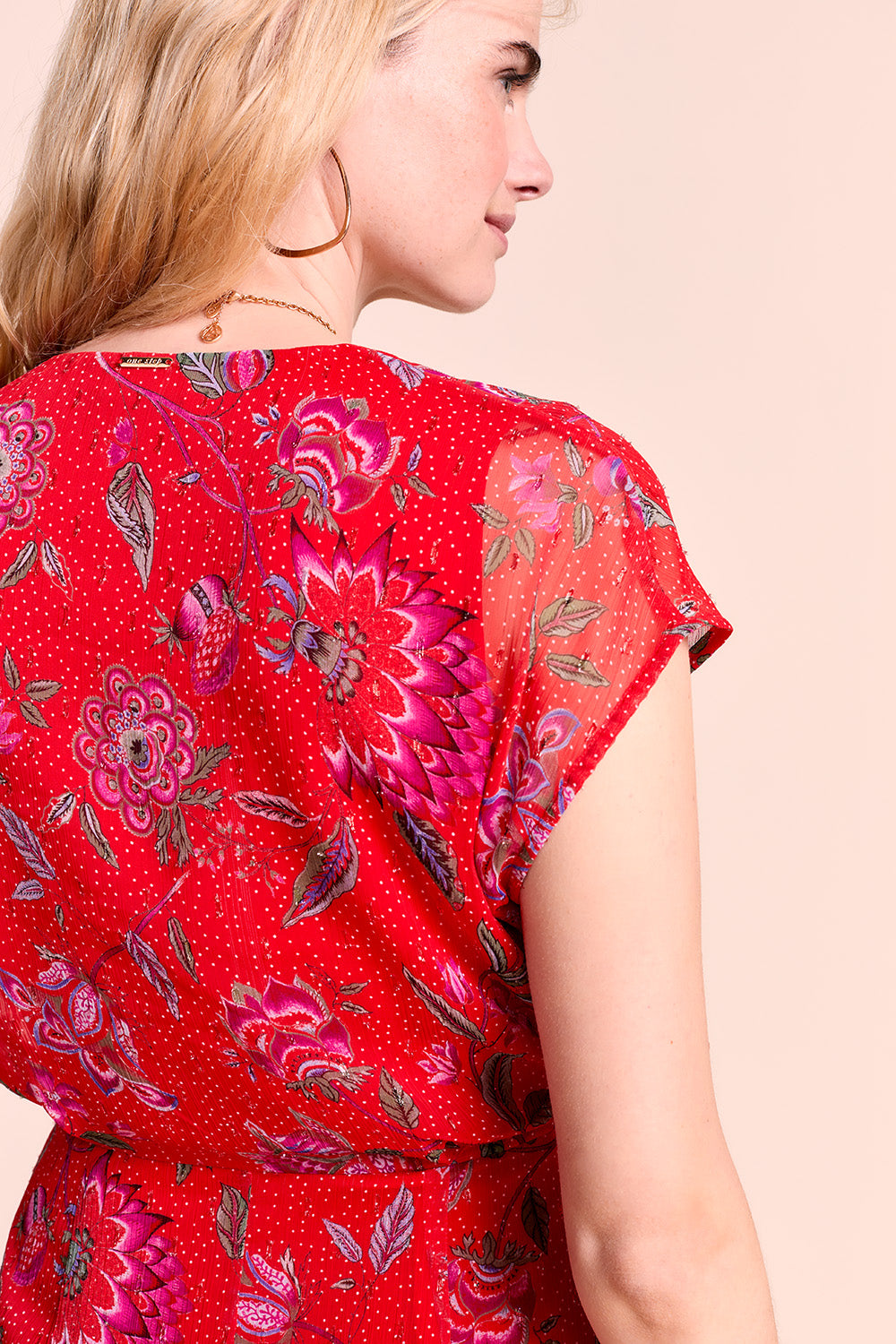 ROSABY - Robe portefeuille coquelicot à imprimé floral
