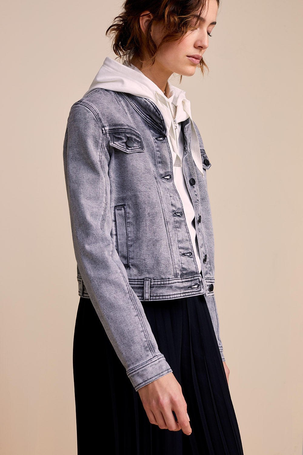 Veste jean perle hot sale