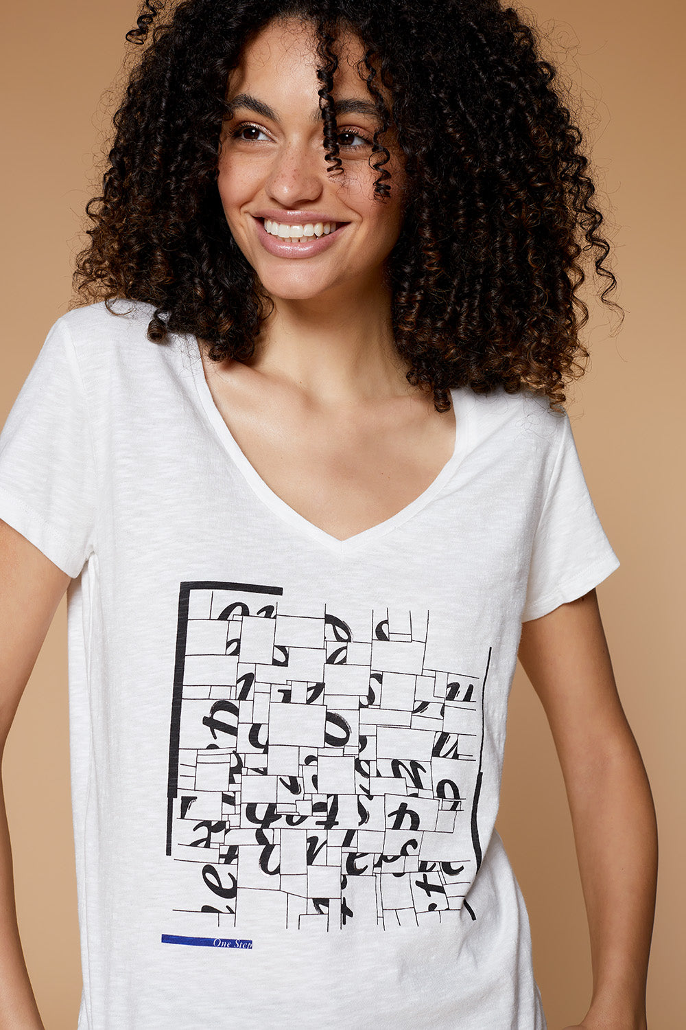 MOOD - T-shirt ivoire à visuel logo arty