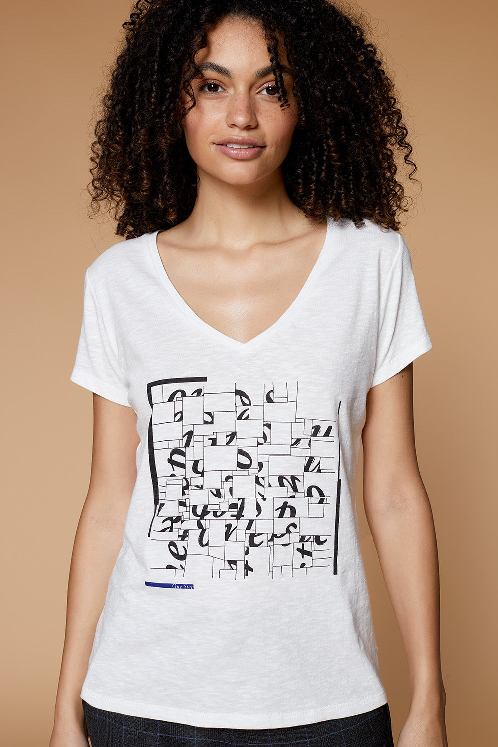 MOOD - T-shirt ivoire à visuel logo arty
