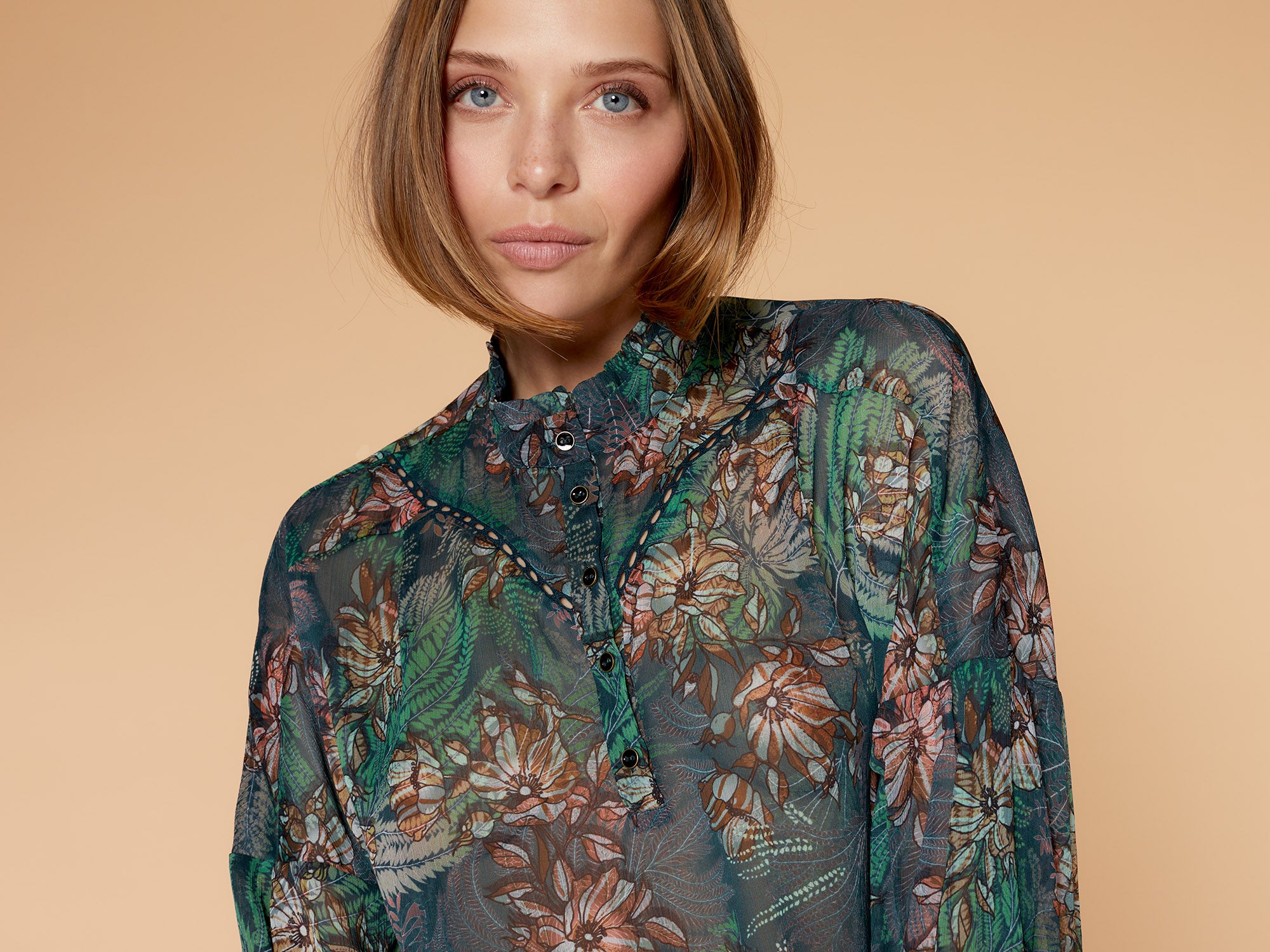 COSMO Blouse emeraude a imprime maxi floral