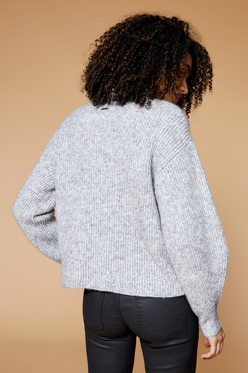 TANDEM - Pull gris clair en tricot