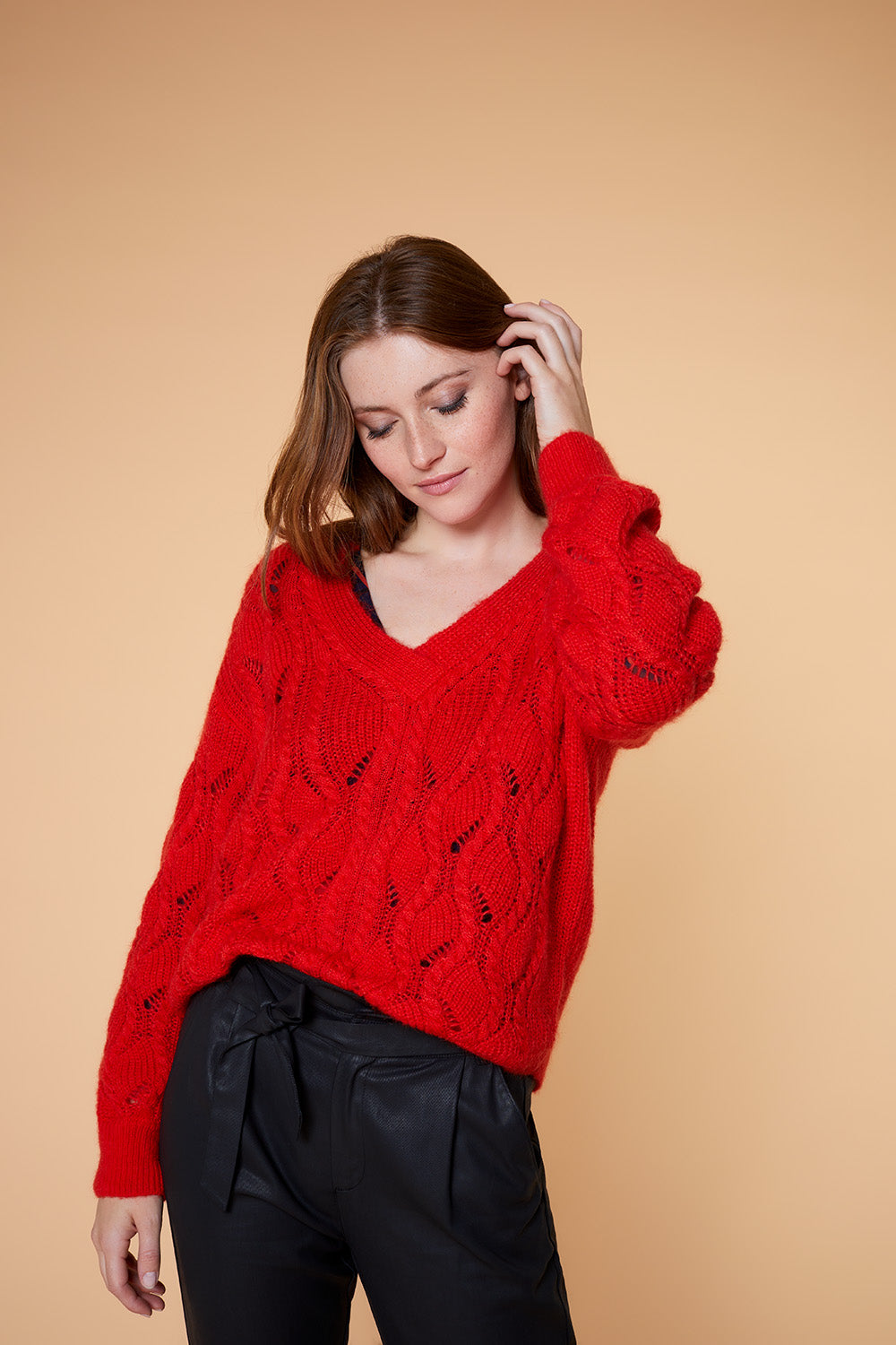 TAZ - Pull orange en tricot fantaisie