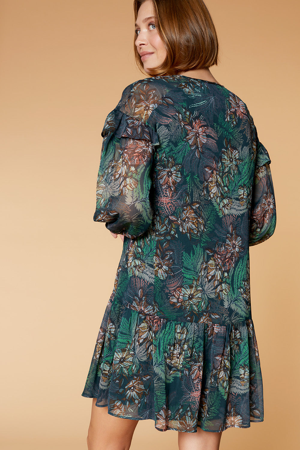 RILEY - Robe émeraude à imprimé maxi floral