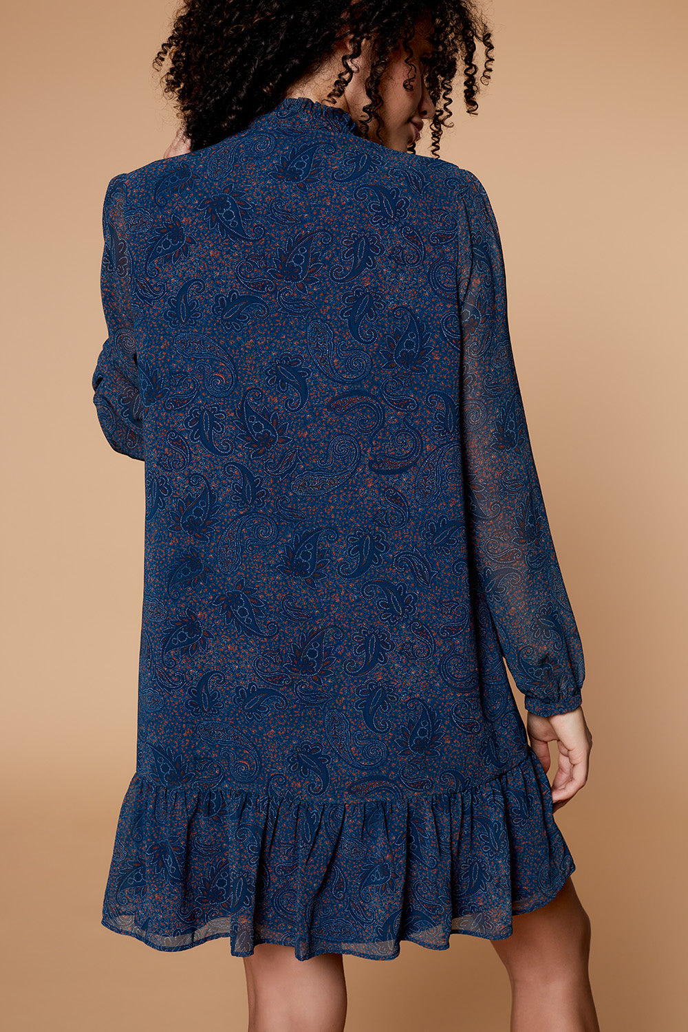 RUSTY - Robe bleu canard à imprimé cachemire