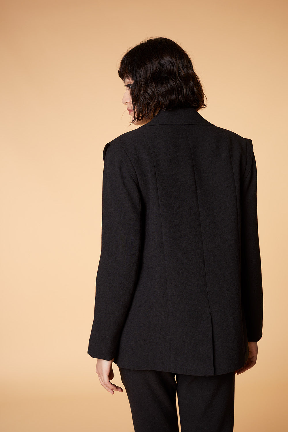 VERONE - Veste de costume noire à col contrasté