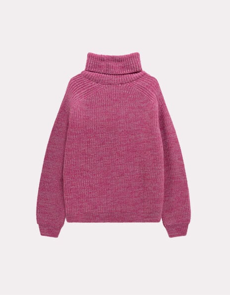 TORINO - Pull col roulé rose tricot fantaisie