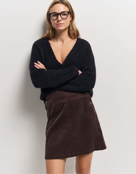 JUJU - Jupe courte marron velours côtelé JUJU - Jupe courte marron velours côtelé