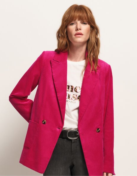 VACANCY - Veste de tailleur rose velours côtelé VACANCY - Veste de tailleur rose velours côtelé