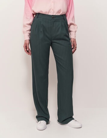 PALMA - Pantalon de costume vert motif rayures tennis-3