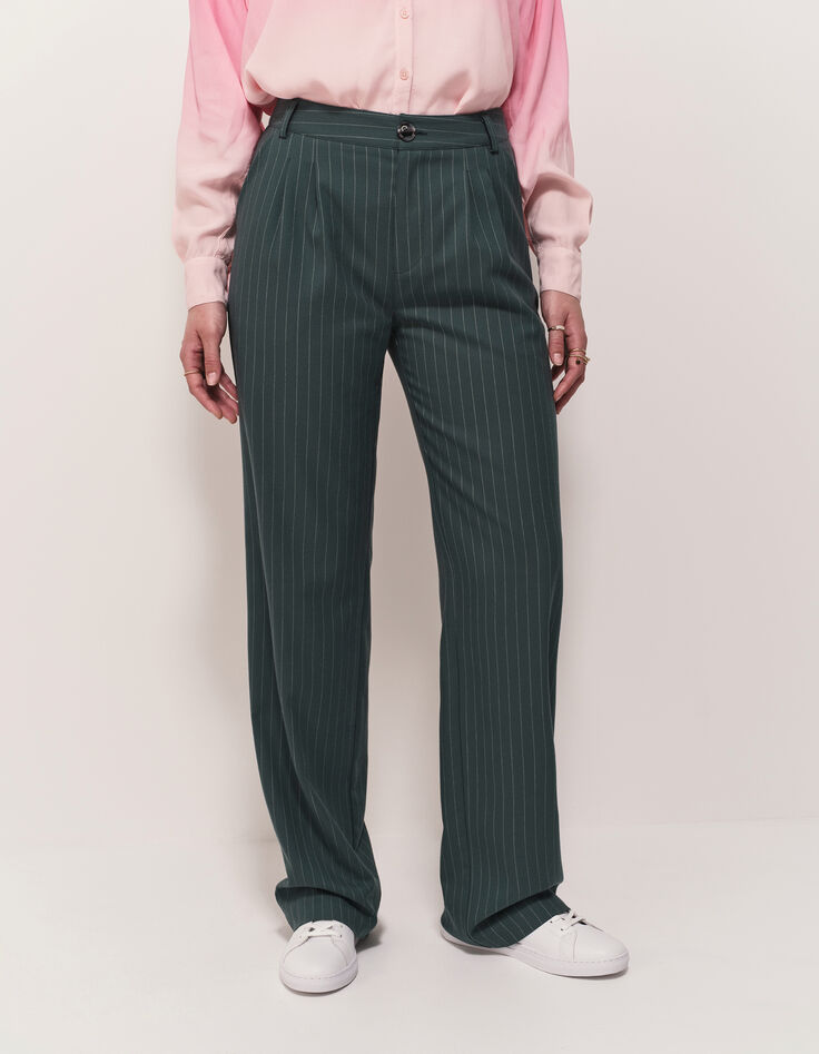 PALMA - Pantalon de costume vert motif rayures tennis-3 PALMA - Pantalon de costume vert motif rayures tennis-3