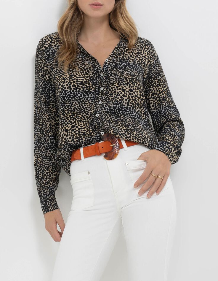 CROSS - Chemise noire Lenzing&trade; Ecovero&trade; camouflage d'&eacute;t&eacute;  -5