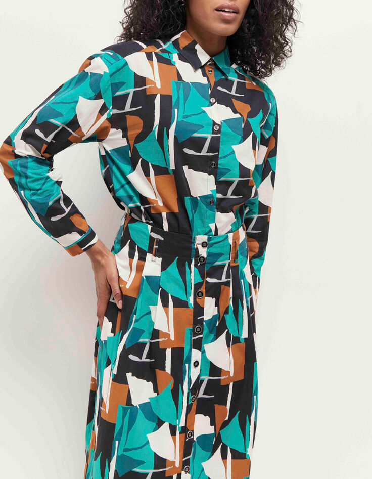 CAPEYA - Chemise green grass à imprimé abstraction arty-2