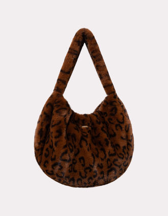 AMYAS - Sac à main camel motif léopard