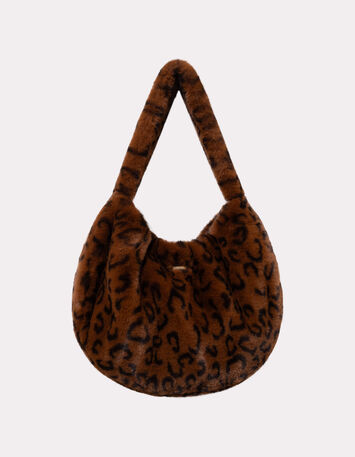 AMYAS - Sac à main camel motif léopard-1