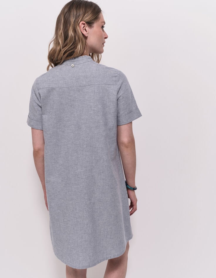 RESEDA - Robe chemise bleue motif rayures fantaisie-3 RESEDA - Robe chemise bleue motif rayures fantaisie-3