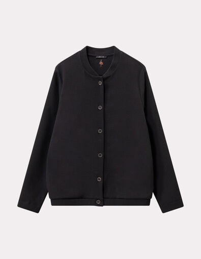 MORTON - Cardigan noir maille fantaisie forme bomber - One Step