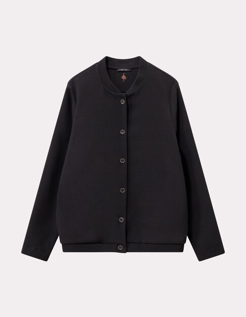 MORTON - Cardigan noir maille fantaisie forme bomber - One Step