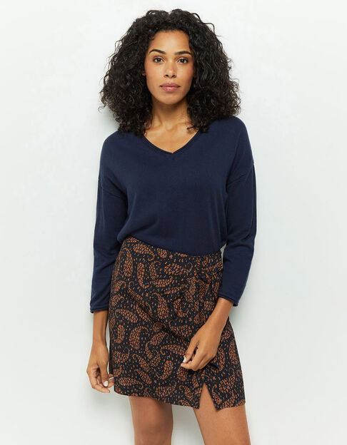 TZAR - Pull marine tricot fin avec danseuse dos - One Step