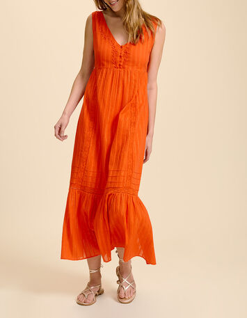 REACH - Robe longue orange foncé à rayures lurex-1