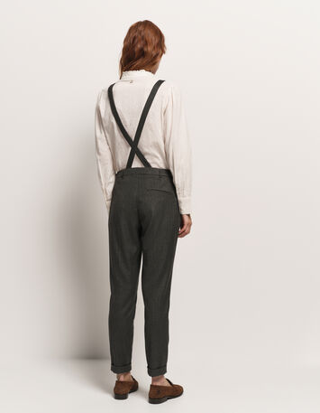 PAX - Pantalon salopette gris motif rayures lurex-4